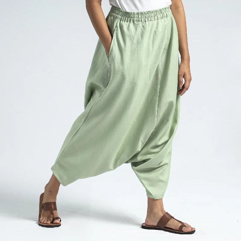 Pastel Green - Plain Flex Cotton Elasticated Harem Pant