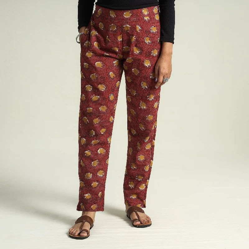 Red - Bagru Block Printed Cotton Tapered Pant