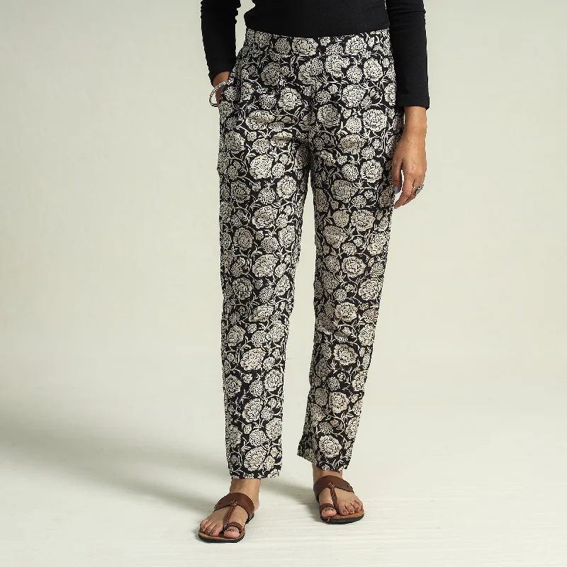 Black - Bagru Block Printed Cotton Tapered Pant