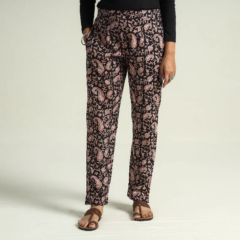 Black - Bagru Block Printed Cotton Tapered Pant