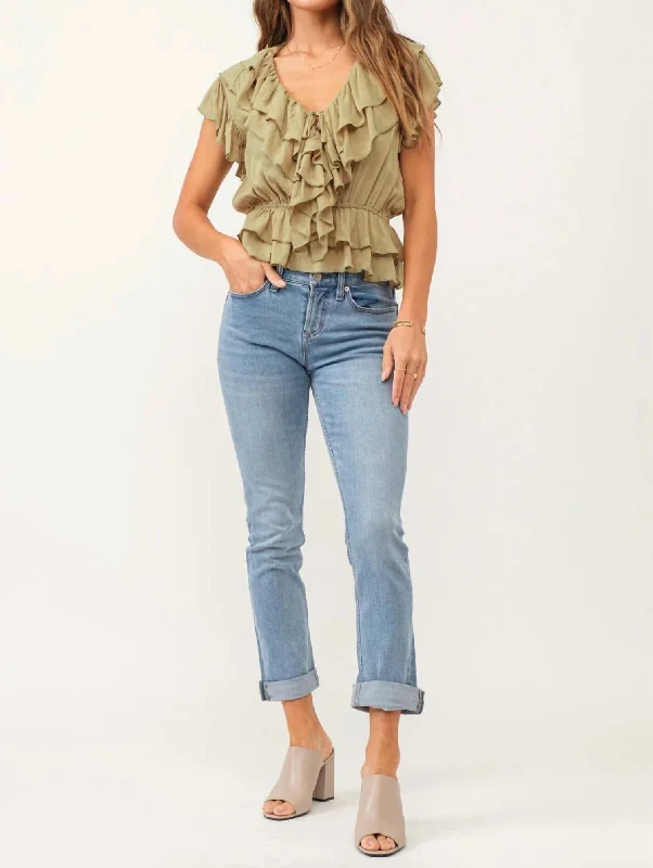 Blair Mid Rise Straight Leg Jeans In Light Denim