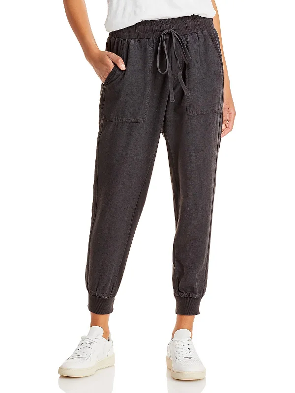 Lakeside Womens Linen Drawstring Jogger Pants