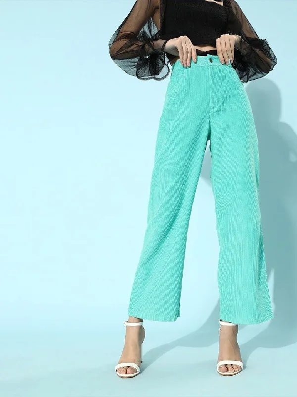 Mint Green Corduroy Straight Pants