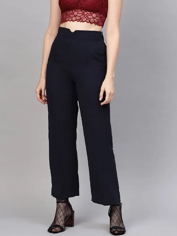 Navy Side Zipper Pant