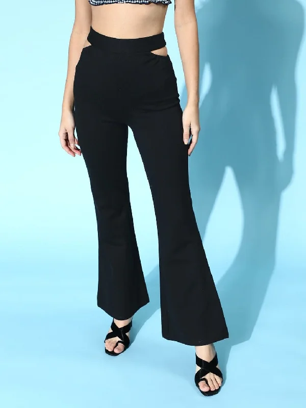 Black Side Cut Out Peekaboo Pants