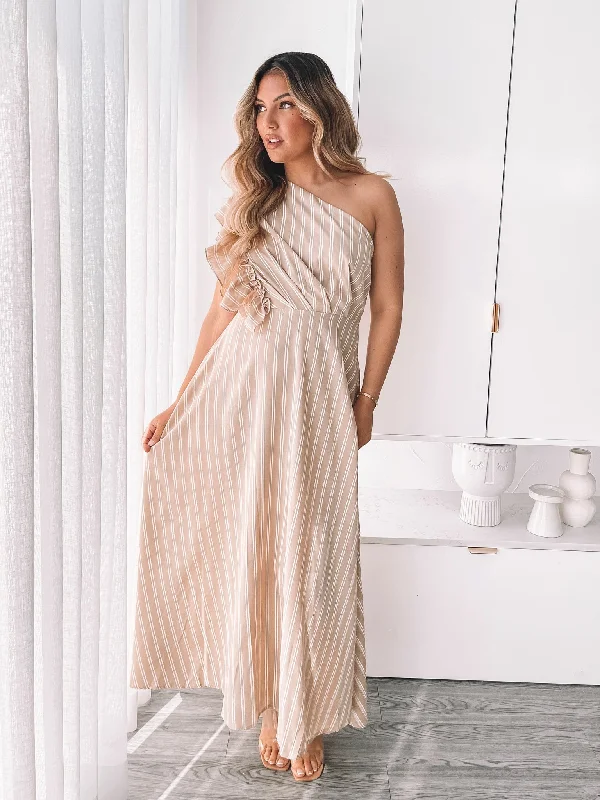 Bathsheba Dress - Beige Stripe