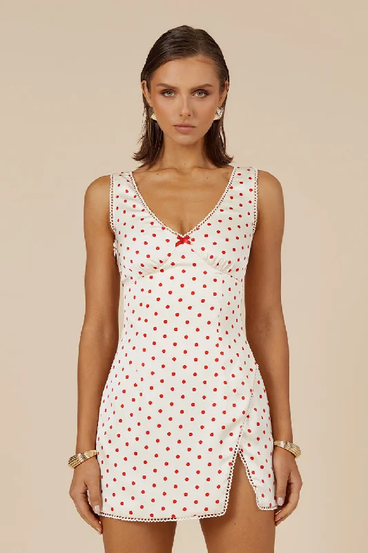 TERESA MINI DRESS - WHITE DOT