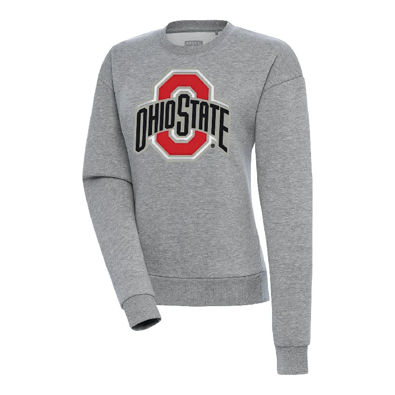 Ladies Ohio State Buckeyes Victory Gray Crewneck Sweatshirt