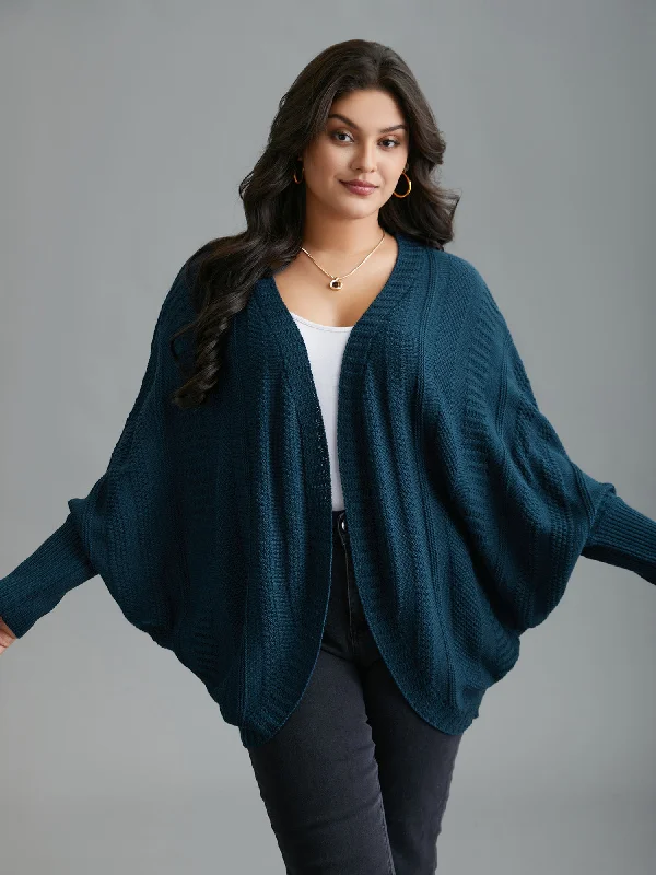 Curvy Ribbed Hem Cocoon Knit Cardigan