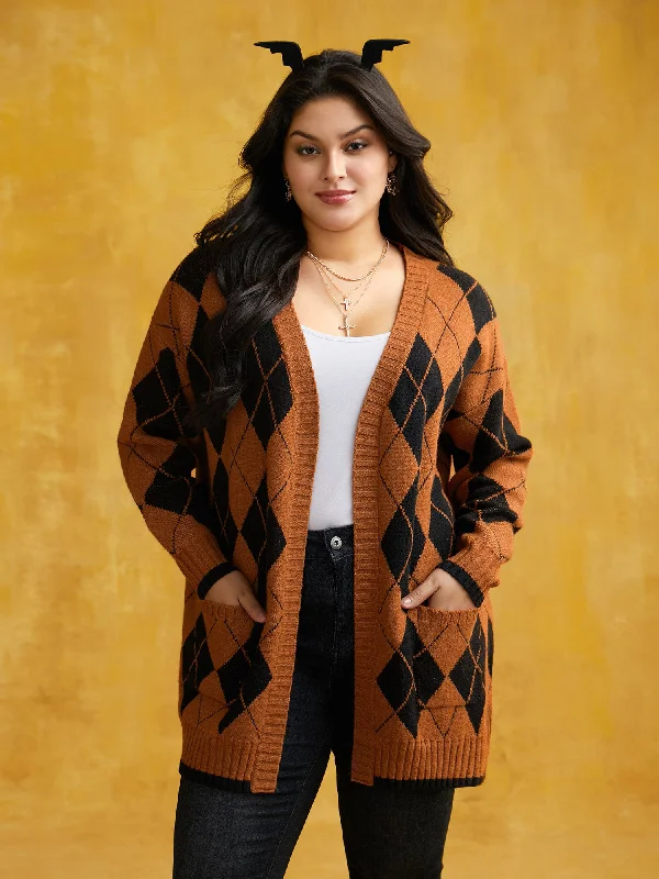 Halloween Plaid Long Open Cardigan