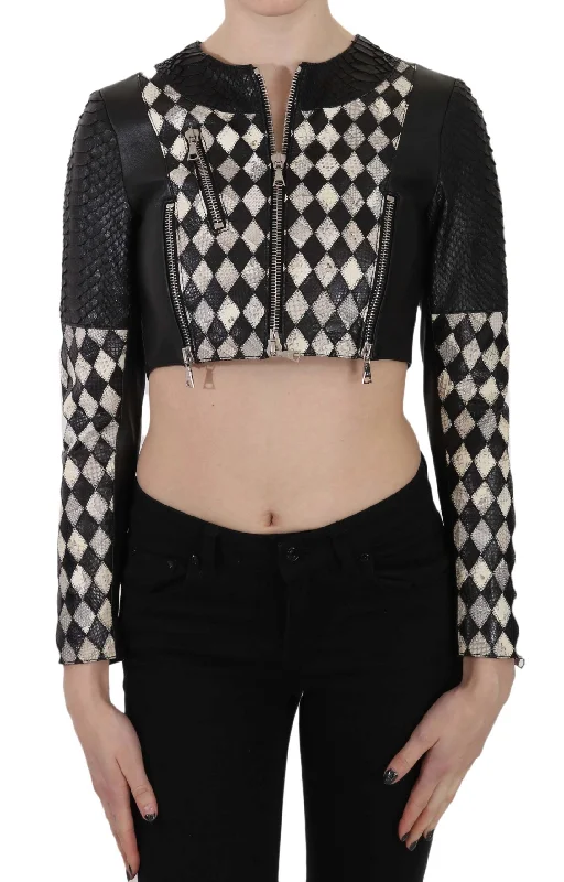 John Richmond   Leather Short Cropped Biker Jacket Women's Coat