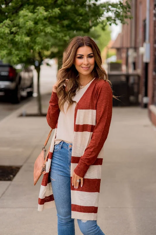 Lightweight Assorted Stripe Tunic Cardigan