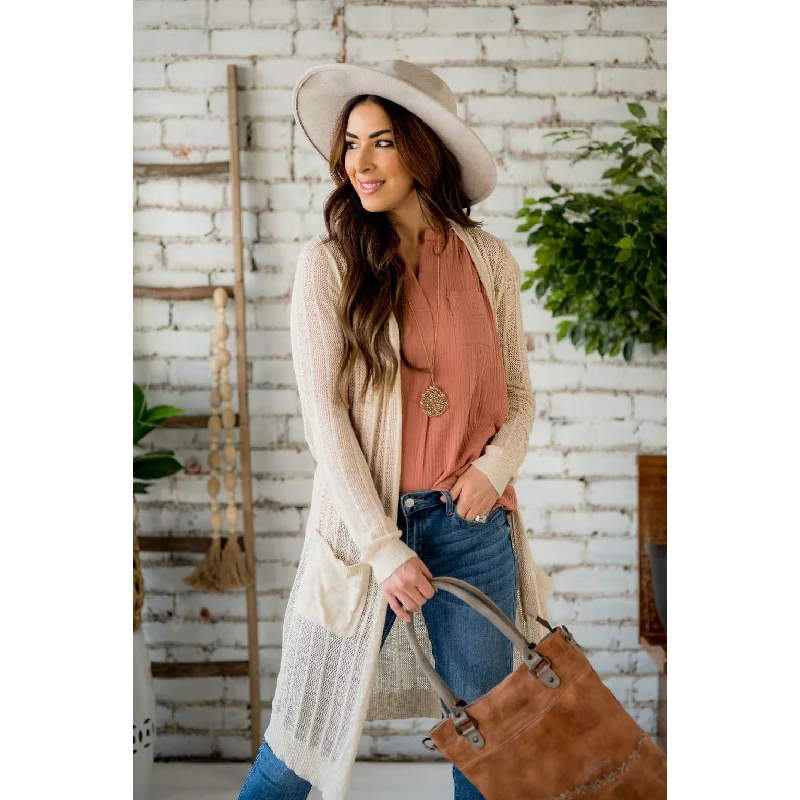 Vertical Striped Tissue Tunic Cardigan