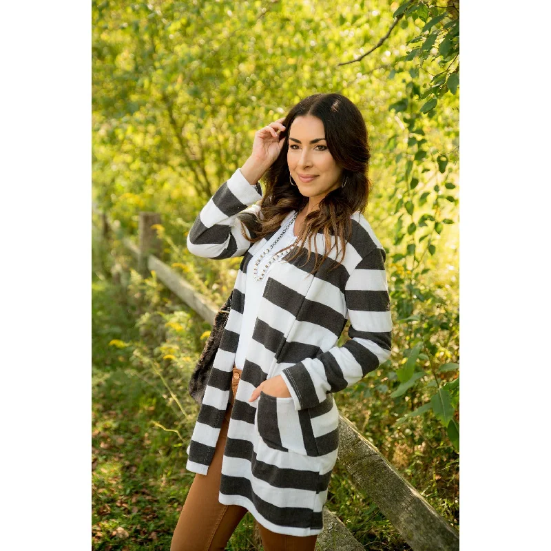 Wide Striped Cardigan